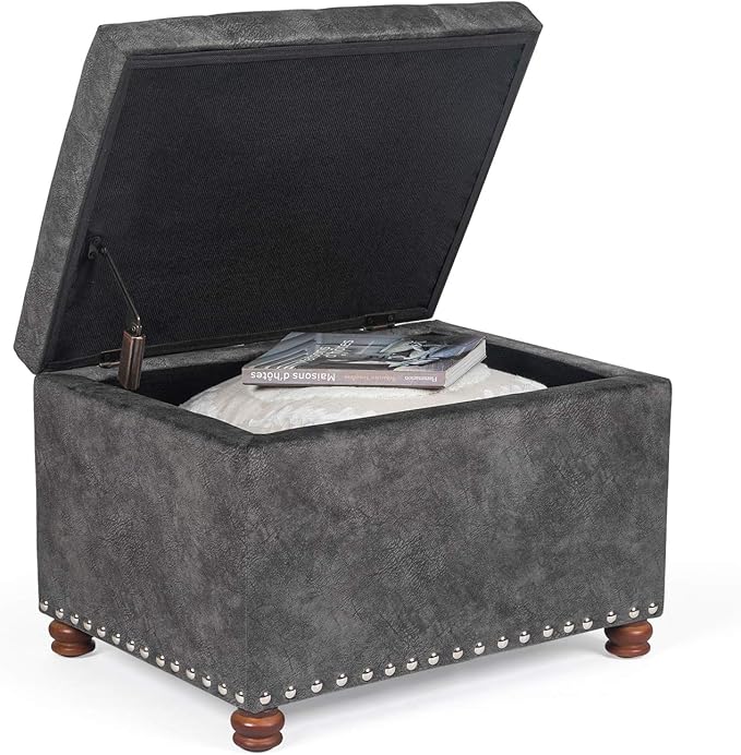 Joveco 24" Rectangular Ottoman with Storage for Living Room, Upholstered Storage Bench Foot Stool and Seat with Lift Off Lid, Coffee Table Footrest for Bedroom-Ruum Studio Home
