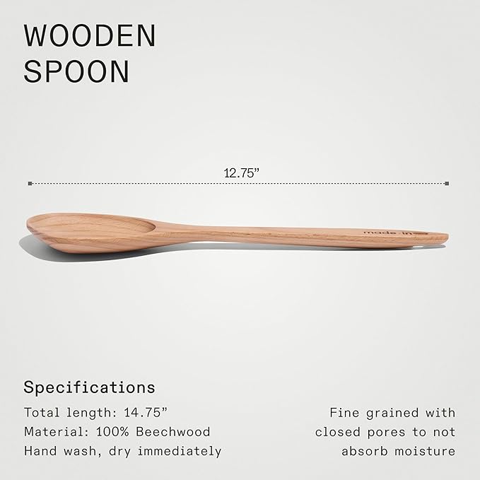 Made In Cookware - Wooden Spoon - Handcrafted for Thorough Mixing and Gentle Cookware Care - Crafted in Hungary-Ruum Studio Home