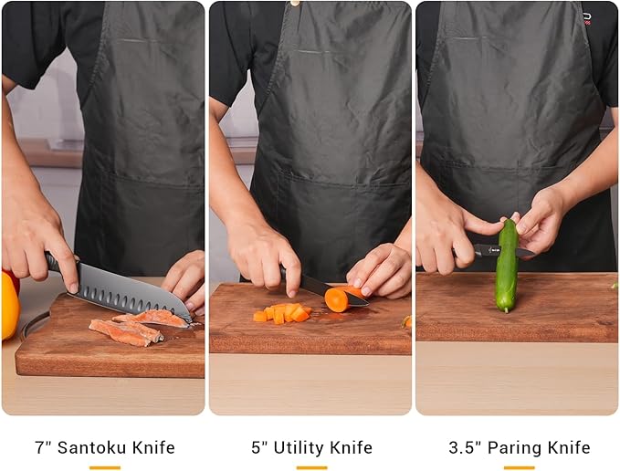ZHANG XIAO QUAN SINCE 1628 15Pcs Knife Sets for Kitchen with Block,Knife Set with Built-in Sharpener Dishwasher Safe（Master A）-Ruum Studio Home