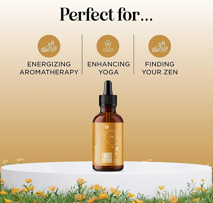 Focus Essential Oil Blend for Diffusers - Aromatherapy Essential Oils Blend for Home and Travel Energy Focus and Attention Support with Grapefruit Bergamot Peppermint and Eucalyptus (2 Fl Oz)-Ruum Studio Home
