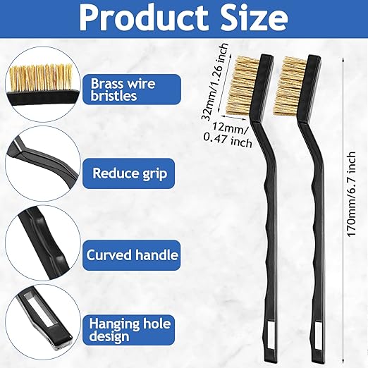 Jeffbaubl 30 Pieces Mini Wire Brush,6.7 Inch Brass Brush,Curved Handle Masonry Brushes Wire Bristle,Wire Brushes Scratch Brush for Cleaning Welding Slag and Rust Tool-Ruum Studio Home