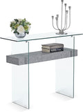 ivinta Glass Console Table with Storage, 39.4" Modern Entryway Table for Living Room, Foyer, Hallway, Bedroom 5101 (Gray)-Ruum Studio Home