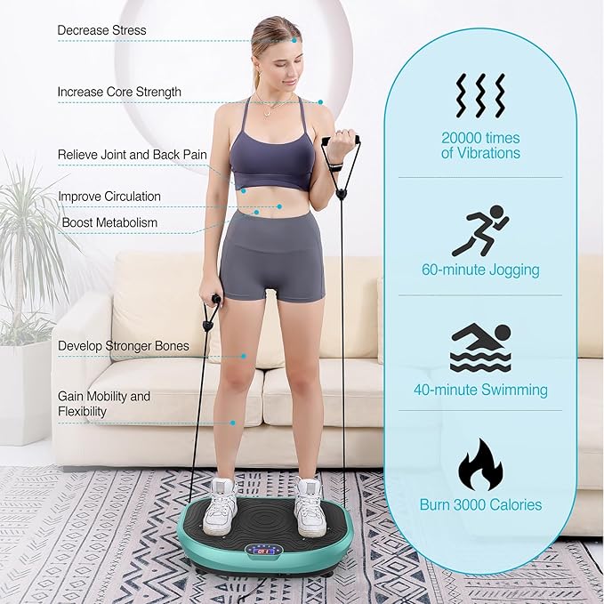 AXV Vibration Plate Exercise Machine Whole Body Workout Power Vibrate Fitness Platform Vibrating Machine Exercise Board for Weight Loss Shaping Toning Wellness Home Gyms Workout-Ruum Studio Home