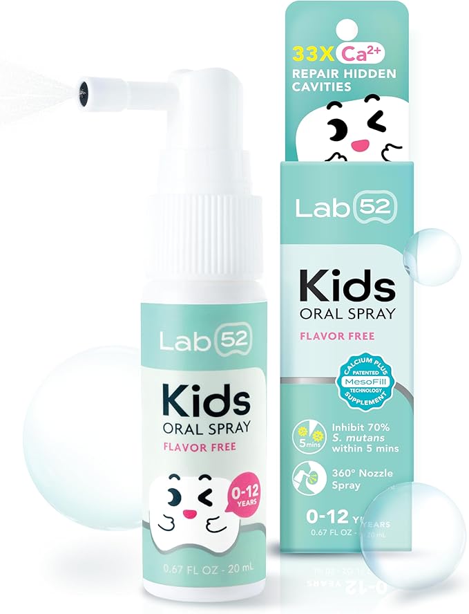 LAB52 Kids Oral Spray, Toddler Toothpaste Helper for Daily Oral Care and Fresh Breath, Children Approved with Fluoride Free for Newborn to Preschoolers, Xylitol Flavor Free-Ruum Studio Home