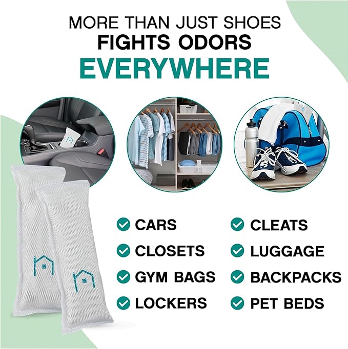 Shoe Deodorizer with Zeolites 2-Pack - Odor Eliminator, Air Freshener, Smell Absorber, Sneakers, Gym Bags, Soccer Cleats, Closets, Pet Area, Reusable - Shoe Deodorant-Ruum Studio Home