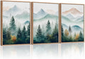 HLNIUC Misty Mountain Forest Framed Wall Art Set,Green Fog Pine Tree Wall Decor,White Foggy Forest Senic Canvas Wall Painting,Fogforest Landscape Art Print for Living Room,Bedroom,Office - 16”x24”x3-Ruum Studio Home