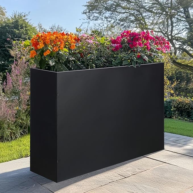 SUNNYPARK Large Metal Planter Box 32”x 12”x 24”, Rectangular Modern Black Metal Planter Box Heavy Duty with Drainage Holes for Outdoor Garden Patio-Ruum Studio Home