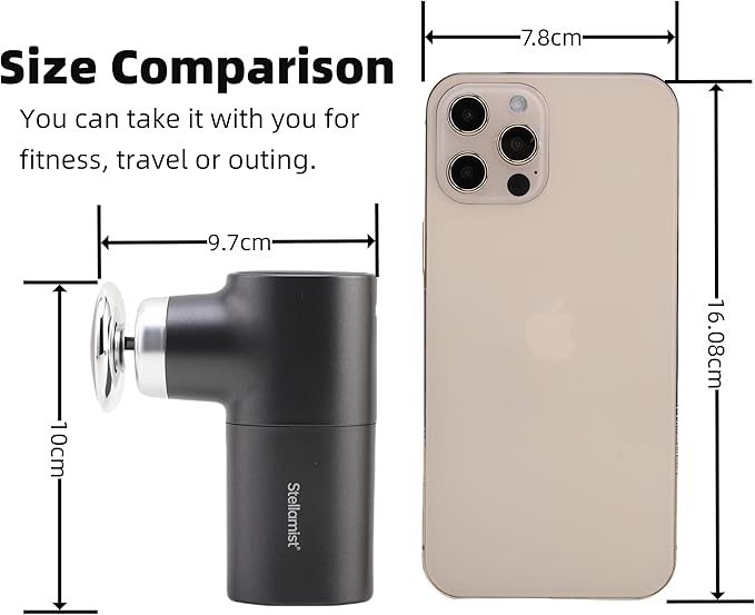 Mini Massage Gun Deep Tissue, Portable Hand Held Massager Gun with Heat, Portable Percussion Muscle Massager with 4 Massage Heads for for Dad, Office, Home, Athletes-Ruum Studio Home