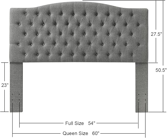 24KF Upholstered Tufted Button Linen Fabric Headboard,Comfortable Fashional Headboard Queen/Full Size,Granite-Ruum Studio Home