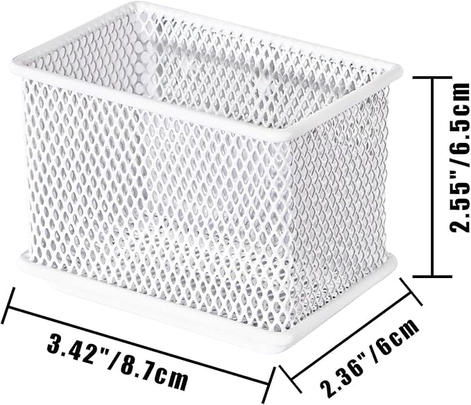White Magnetic Basket, Magnetic Pencil Holder for whiteboard, Wire Mesh Magnetic Refrigerate Organizer, Magnetic shelf Desktop Storage, 3.42'' x 2.36'' x 2.55'',Set of 4-Ruum Studio Home
