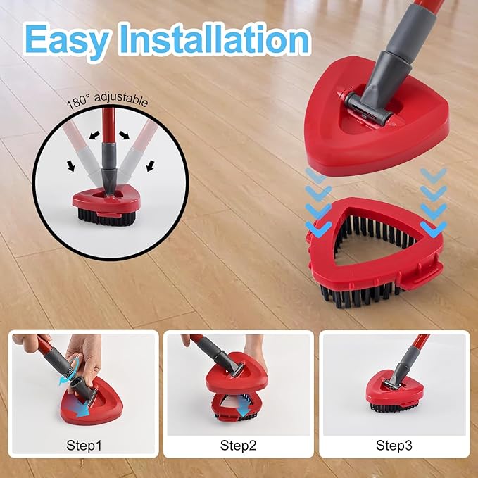 Spin Mop Head,Mop Handle,Base,Brush Compatible with Ocedar RinseClean 2 Tank Spin Mop System,2 Microfiber Spin Mops Replacement Head,4 Section Iron Mop Handle 30-58",Base and Scrub Brush Combo Set-Ruum Studio Home