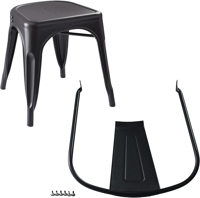 Amazon Basics Metal Dining Chairs, Matte Black, 1 Count (Pack of 4)-Ruum Studio Home