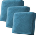 H.VERSAILTEX Velvet Stretch Couch Cushion Cover Plush Cushion Slipcover for Chair Loveseat Sofa Cushion Furniture Protector Seat Cushion Sofa Cover (3 Piece XL Sofa Cushion Covers, Peacock Blue)-Ruum Studio Home