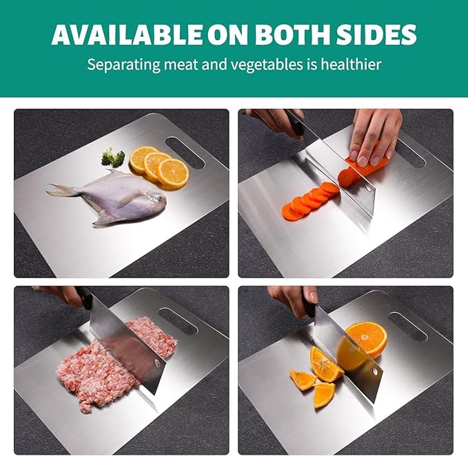 Titanium Cutting Board, New Upgrade Pure Titanium Cutting Boards for Kitchen,Food Grade 316 Stainless Steel Cutting Board，Double sided Dishwasher Safe 18.1 * 11.8inch-Ruum Studio Home