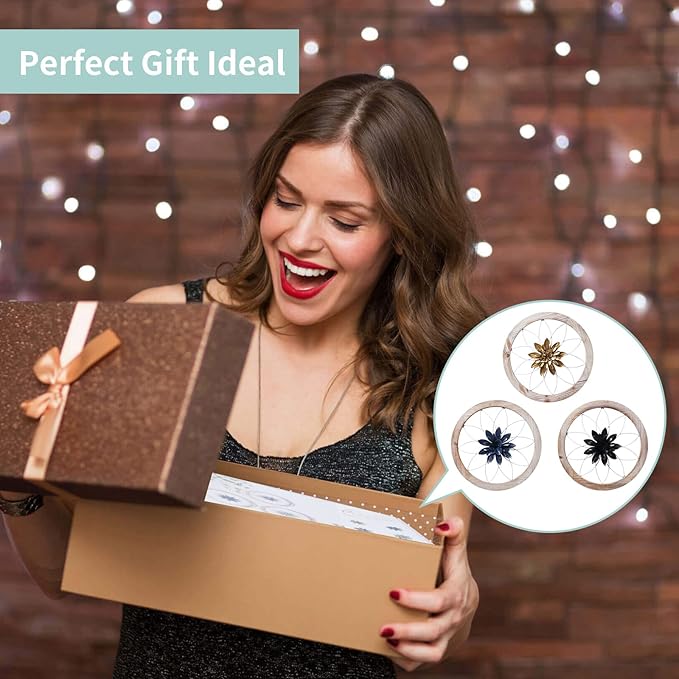 Paquesta 3 Piece Round Farmhouse Wall Decor with 6 Piece Interchangeable Flowers 12'' Medallion Wood & Metal Rustic Wall Art for Living Room Bedroom Kitchen Bathroom Dining Room Home Decorations-Ruum Studio Home