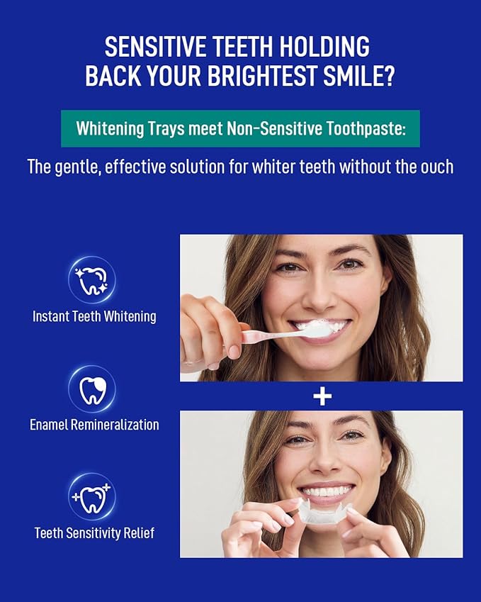 MySmile 7 Treatment Prefilled Teeth Whitening Trays 12% Hydrogen Peroxide and Fluoride Free Nano Hydroxyapatite Toothpaste Combo for Sensitive Teeth Relief, Enamel Repair and Teeth Remineralization-Ruum Studio Home