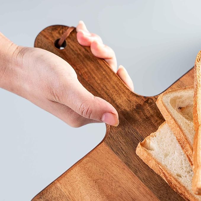 Acacia Wood Cutting Board - Wooden Kitchen Cutting Board for Meat, Cheese, Bread,Vegetables &Fruits- Charcuterie Board Cheese Serving Board with Handle (15.3"x10.2")-Ruum Studio Home