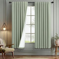 Sage Green Boho Blackout Curtains 72 Inch Length for Bedroom Aesthetic 2 Panels Set Home Office Organic Decor Back Tab Pocket Thermal Room Darkening Living Room Window Black Out Curtains 72 Inch Long-Ruum Studio Home