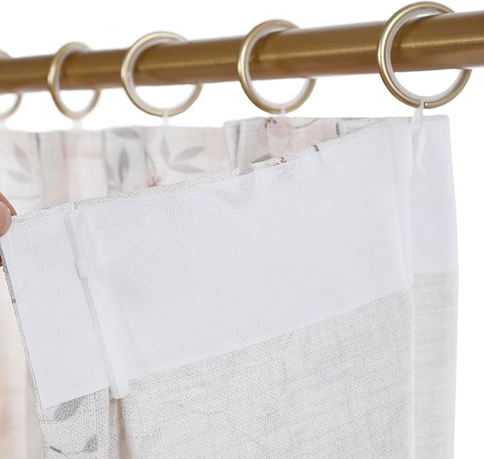 Pink Floral Pinch Pleated Linen Curtains - 2 Panels of Privacy Light-Filtering Printed Curtains Suitable for Dining Rooms and Farmhouses.72 Inches Wide by 102 Inches Long-Ruum Studio Home
