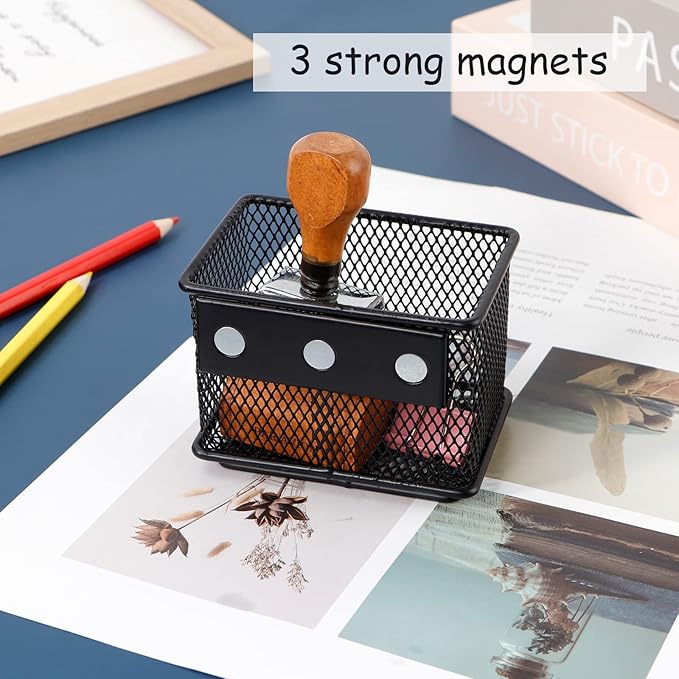 Black Magnetic Basket Set of 2, Refrigerator Basket, Magnetic Baskets Heavy Duty, Magnetic Locker Organizer Holder for Whiteboard Office, 3.42'' × 2.36'' × 2.55''-Ruum Studio Home