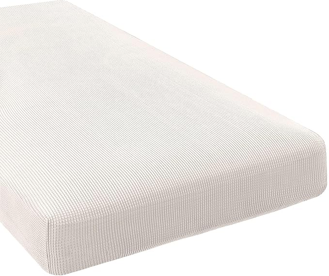 H.VERSAILTEX Super Stretch Individual Chaise Cover Sectional Couch Covers for L Shaped Sofa Both Left/Right Featuring Thick Jacquard Textured Twill Fabric (1 Piece Chaise Cover, Ivory)-Ruum Studio Home