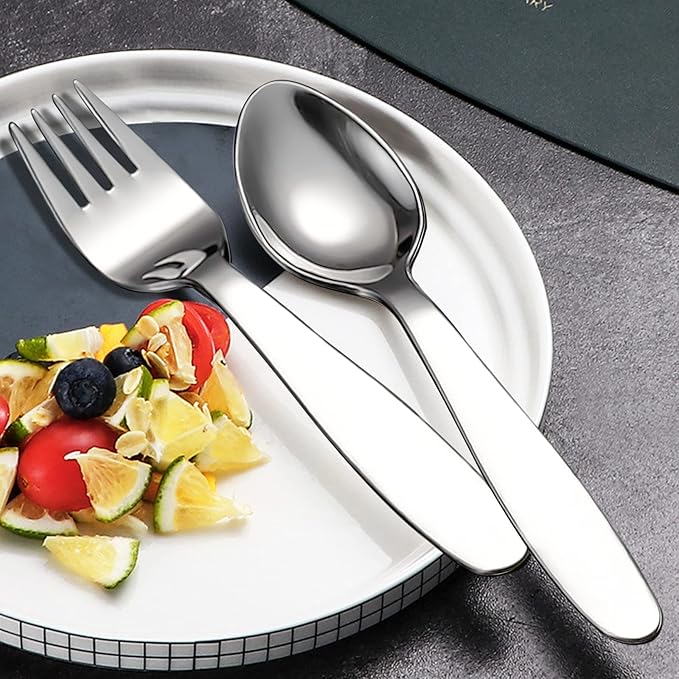 VANRA Premium 18/8 Stainless Steel Children Cutlery Set 5.9-inch Kids Dinner Spoons Set 4 Pieces Silverware Flatware Utensil Set for Home School (4 Spoons)-Ruum Studio Home