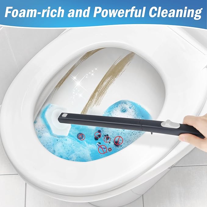 squish Disposable Toilet Brush with 16 Refills, Wall-Mounted No-Drill Adhesive Holder, Toilet Cleaning Kit for Bathroom - Space-Saving & Easy to Use-Ruum Studio Home