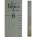 Wooden Growth Chart – Kids Height Chart, Wall Measurement for Kids, Height Chart for Wall, Growth Ruler for Children – “Love Grows Here” Gray (63" x 6.7")-Ruum Studio Home