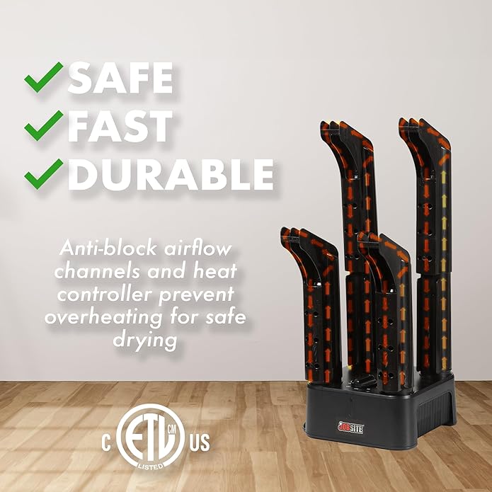 JobSite Boot Dryer - Mighty Dry with Heat Blower Fan - Fast Glove & Shoe Dryer - Helps Reduce Odor-Ruum Studio Home