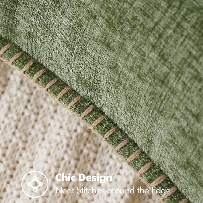 MIULEE Pack of 2 Fall Couch Throw Pillow Covers 18x18 Inch Sage Green Farmhouse Decorative Pillow Covers with Stitched Edge Soft Chenille Solid Dyed Spring Pillow Covers for Sofa Bed Living Room-Ruum Studio Home