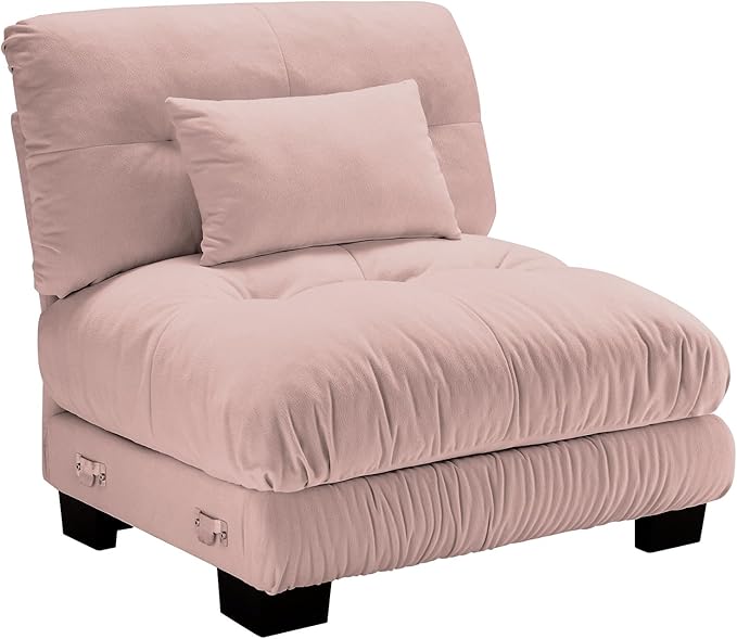 Armless Sofa W/1 Pillow - Pink-Ruum Studio Home