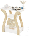 End Table with Charging Station, Side Table with USB Ports and Outlets, Nightstand, 3 Tier End Table with Storage Shelf for Living Room, Bedroom (White)-Ruum Studio Home