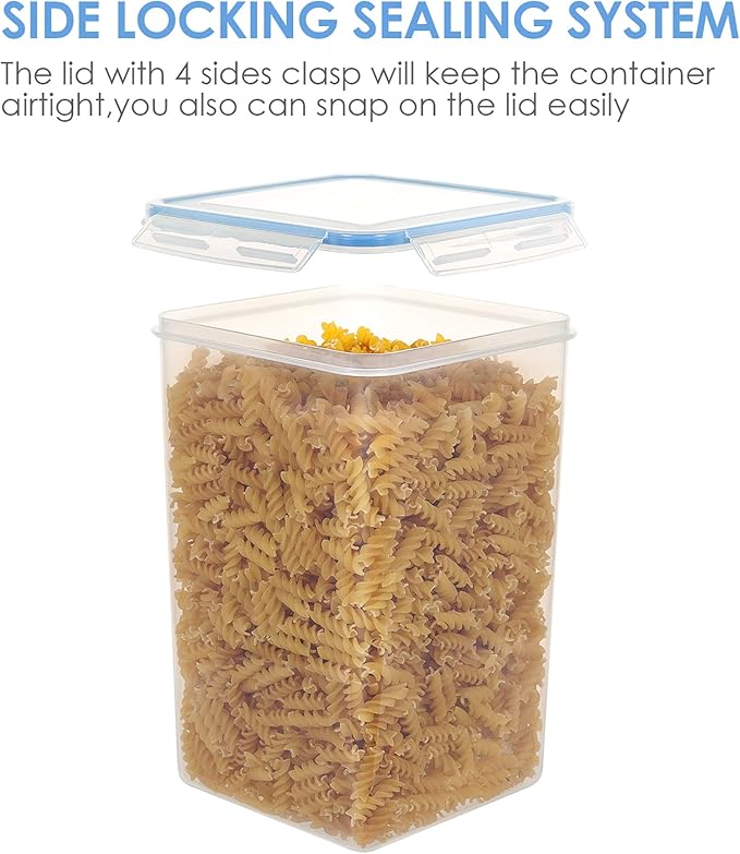 Vtopmart Extra Large Tall Airtight Food Storage Containers 4 Pieces 5.9qt / 6.5L-Plastic PBA Free Kitchen Pantry Canister for Spaghetti, Flour and Baking Supplies - Include 24 Labels, Blue-Ruum Studio Home
