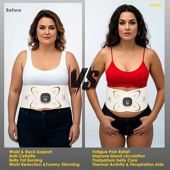 Abs Stimulator Abdominal, ab Belt Muscle Stimulator with Heat for Belly Fat Loss, Stomach Cellulite Melting, Postpartum Care Smooth & Firming, Lower Back Massager for Pain Relief Women Men Gifts-Ruum Studio Home