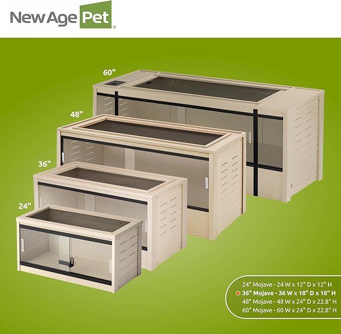 New Age Pet ECOFLEX 36" Mojave Reptile Lounge -Durable Wood Plastic Composite Habitat with Ventilation, Removable Glass Doors & Lock, Easy Assembly, for Tortoises, Snakes, Iguanas-Ruum Studio Home