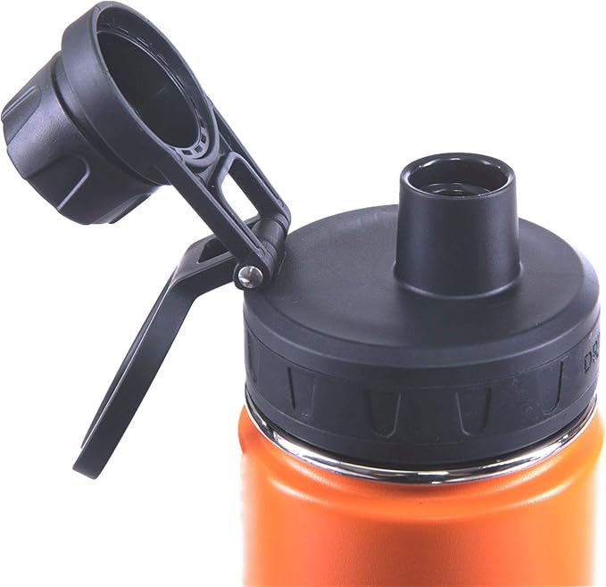 DRINCO Stainless Steel Water Bottle Spout Lid Vacuum Insulated Double Wall Water Bottle Wide Mouth (40oz 32oz 22oz 18oz 14oz) Leak Proof Keep Cold Sport Camping Hiking (22 oz, 22oz Orange)-Ruum Studio Home