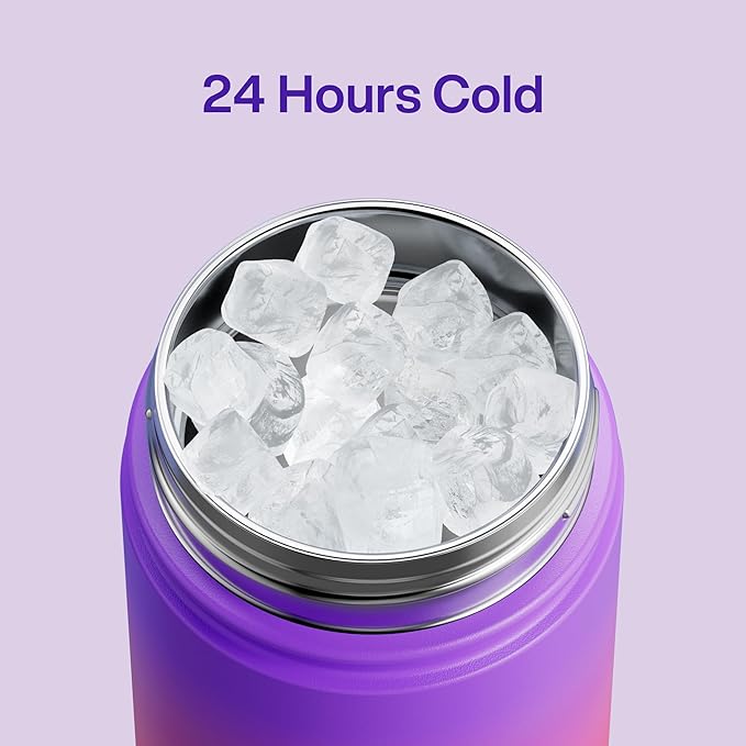 Kids Insualated Water Bottle with Straw - 12oz Stainless Steel Water Bottle with Dual Spouts, Leak-Proof, BPA-Free, Double Wall Vacuum Keeps Cold for 24 Hours for Sports, Travel, School (Peach Dream)-Ruum Studio Home