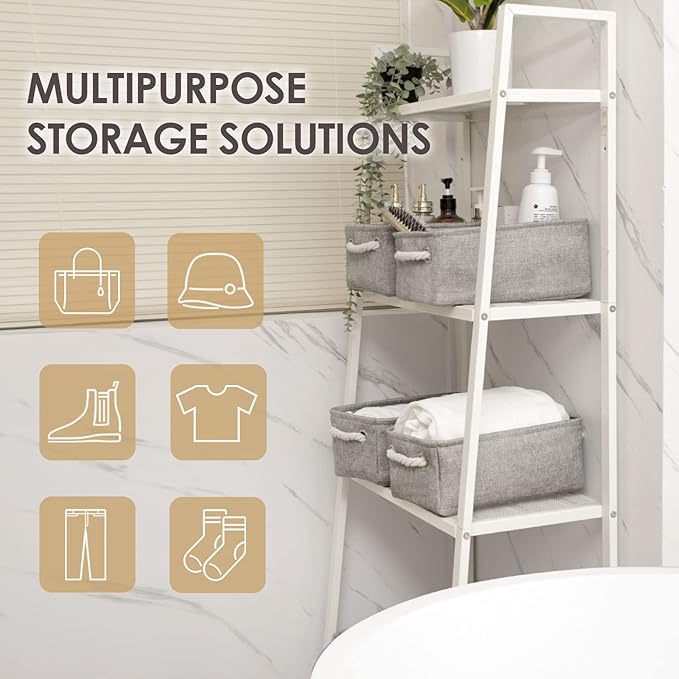 TheWarmHome Storage Bins for Shelves - 11.8x7.9x5.2 inch Grey Small Storage Baskets for Organizing, Fabric Storage Cubes Closet Organizer for Home Nursery Gift Decorative (Gray)-Ruum Studio Home
