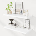 32" Floating Shelves for Wall, 12" Deep Slim White Floating Shelves, Wall-Mounted Shelves for Bedroom, Living Room, Kitchen, Bathroom - Set of 2-Ruum Studio Home