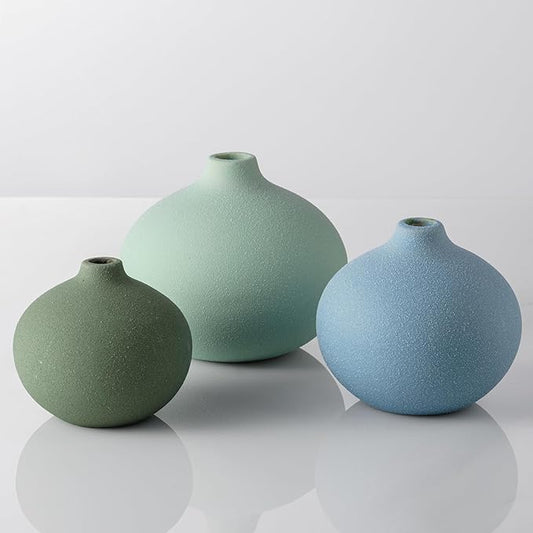 Ceramic Vase Set of 3, Mini Flower Vase for Home Decor, Modern Vase, Small Flower Vases for Dining Table Centerpieces,Living Room,Shelf,Mantel and Entryway Display-Ruum Studio Home