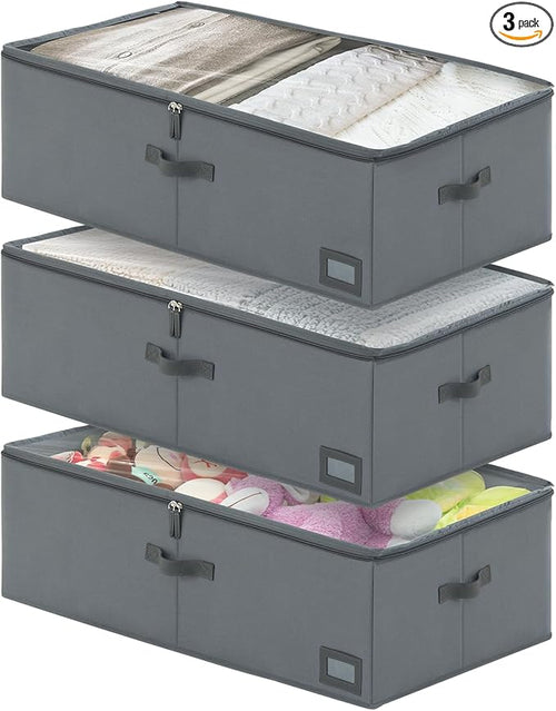10-Inch Under Bed Organizer, Large Under Bed Storage Container, Underbed Storage Box for Seasonal Clothing, Sweaters, Shoes, Blankets, Wrapping Paper, Sheets & Toys, Yarn 33" L×17" W×10" H-Ruum Studio Home