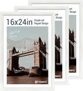 16x24 Poster Frame 3 Pack - White, Textured Solid Wood Picture Frame, Wall Gallery Photo Frame-Ruum Studio Home