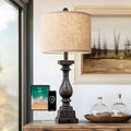 BOBOMOMO Retro 27" USB Charging Ports A/C Farmhouse Single Lamps for Bedrooms Retro Side Table Lamps Bedside Lamp for Side Nightstand Living Room 1 Pack-Ruum Studio Home