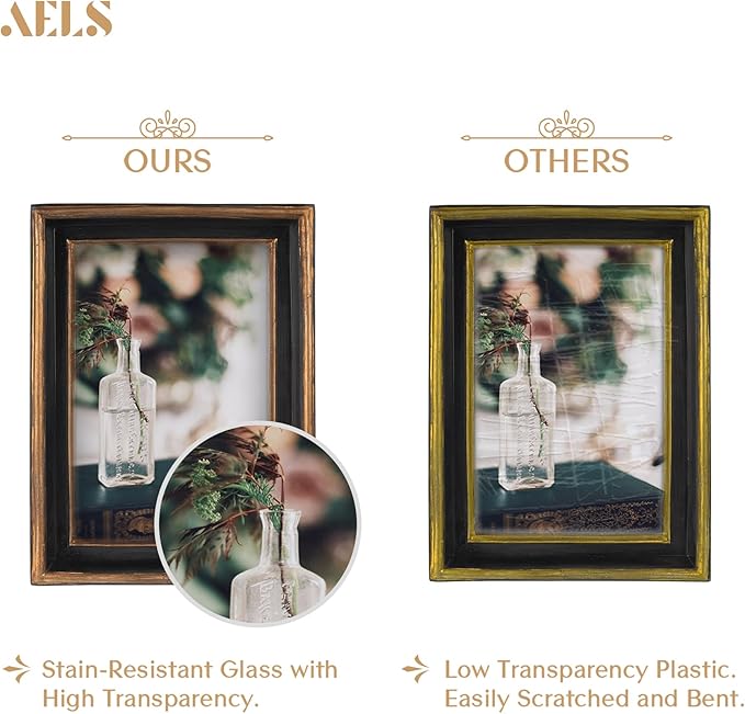 AELS 4x6 Inch Vintage Picture Frame, Elegant Luxury Antique Photo Frames with Glass Front, Photo Display, Tabletop Wall Hanging, Gift Ideas, Pearl Pattern-Ruum Studio Home