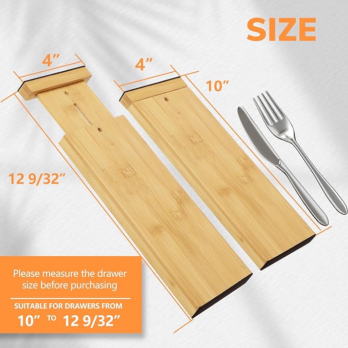 BAMEOS 4" High Bamboo Drawer Dividers - Adjustable Small Drawer Organizer - Kitchen, Dresser, Bathroom, Bedroom & Office - 4-pack-Ruum Studio Home
