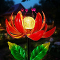 Solar Lights Outdoor Garden Decor, Solar Wind Spinner Yard Decorations for Outside, Lotus Windmill Pathway Lights with LED Cracked Crystal Ball Waterproof Flower Sculpture for Patio Lawn Garden Gifts-Ruum Studio Home