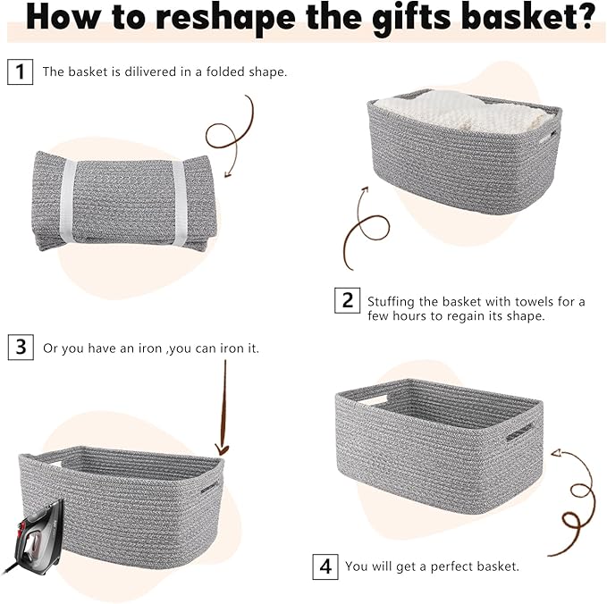 OIAHOMY Storage Basket for Shelves, Closet Cube Storage Bins Baskets for Clothes Blanket Towels, Baby Nursery, Toy Baskets Box, Woven Rope Basket, 15.75*11.81*7.09 IN, 2 Packs Grey-Ruum Studio Home