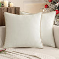 MIULEE Pack of 2 Christmas Pillow Covers 18x18 Inch Pure White Farmhouse Decorative Throw Pillow Covers with Stitched Edge Soft Chenille Solid Dyed Couch Pillow Covers for Sofa Bed Living Room-Ruum Studio Home