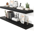 Heimlove 48" Black Floating Shelves for Wall,10 Deep Rustic Wood Display & Storage Wall Shelves with Heavy Duty Brackets for Bathroom,Bedroom,Kitchen,Living Room,Office,Set of 2-Ruum Studio Home
