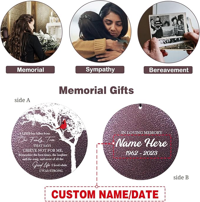 ASTARIN 36" Large Deep Tone Personalized Name Sympathy Wind Chimes, Cardinal Memorial Wind Chime for Loss of Mother Father Loved One, Bereavement Condolence Gifts Decor Outdoor Patio Garden-Ruum Studio Home